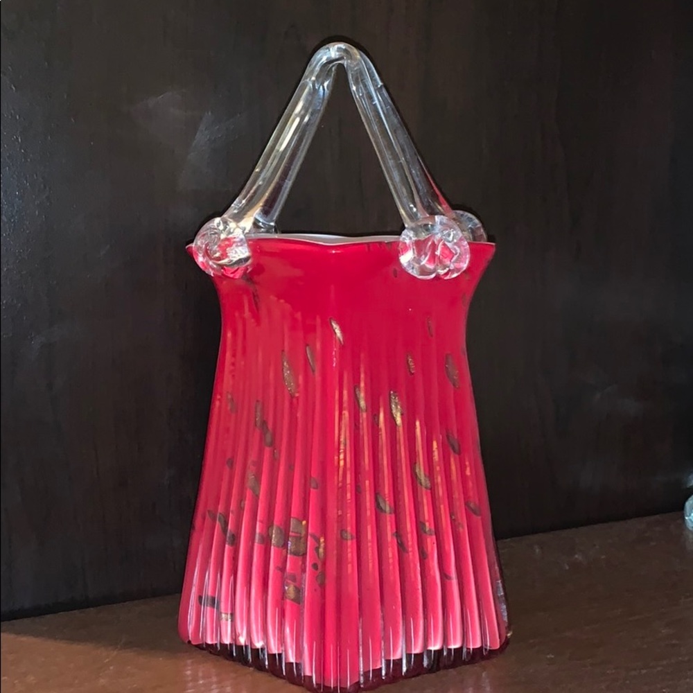 Glass purse vase